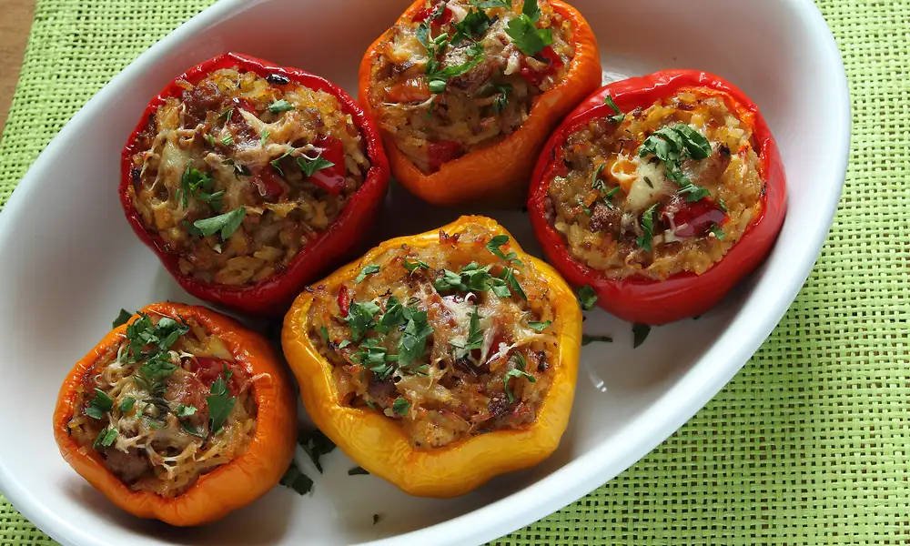Täytetyt paprikat, sienitäyte